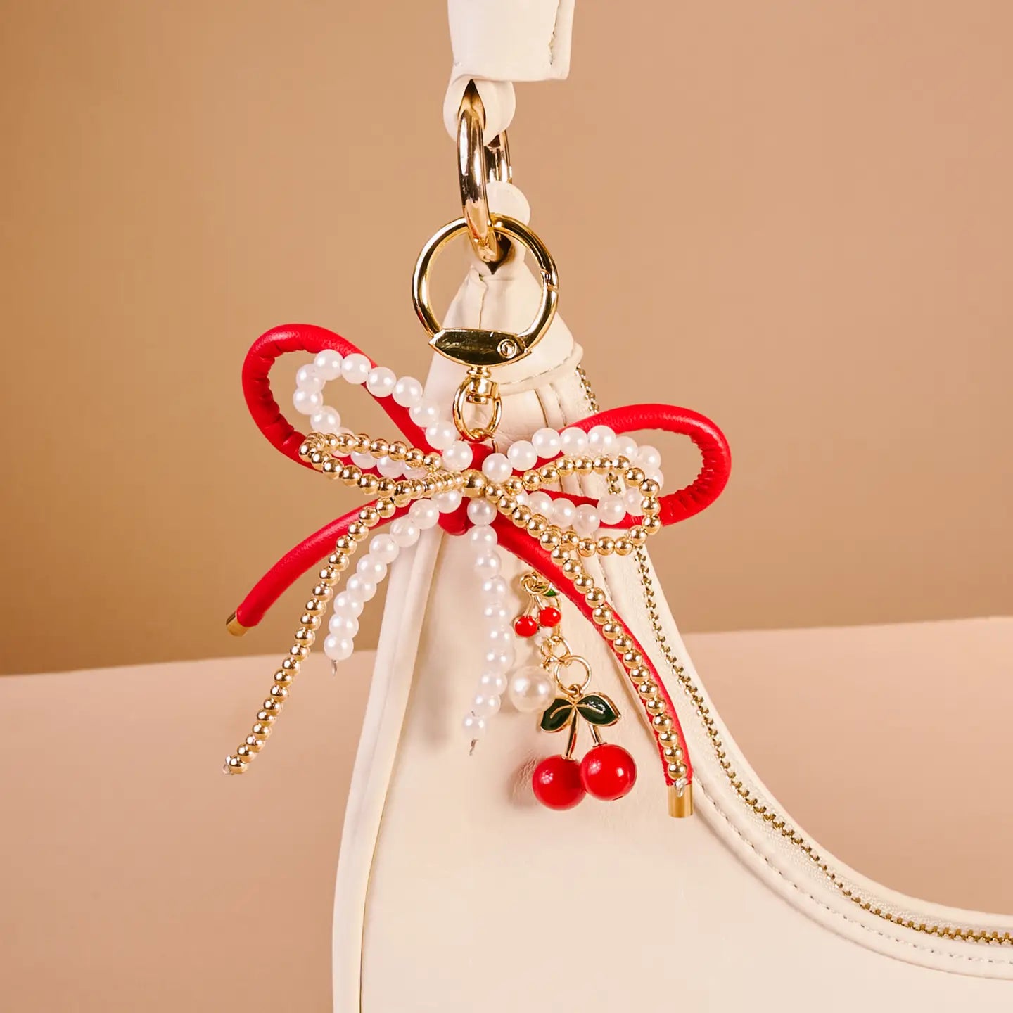 Red Bow Layered Bag Charm